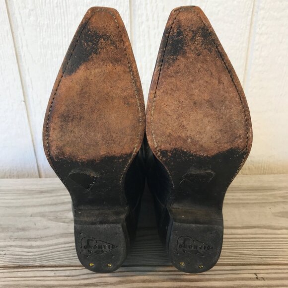 Diamond J Lizard Print Womens Black Leather Cowboy Western Boots 7 B 7034L - Picture 7 of 14